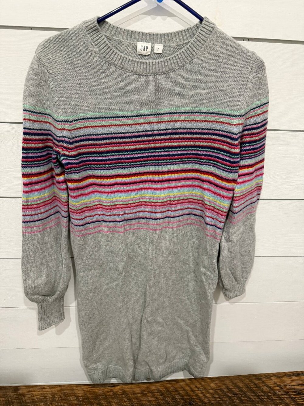 Gray cardigan dress with colourful stripes Gap
